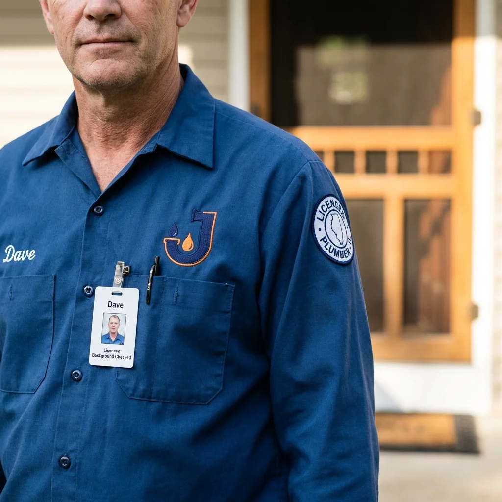 Licensed plumber showing ID badge in Mount Union, PA