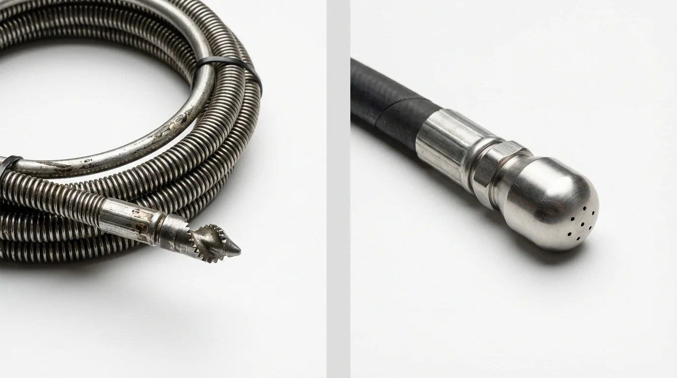 Drain snake cable and hydro jetting nozzle used for drain cleaning in Mount Union, PA