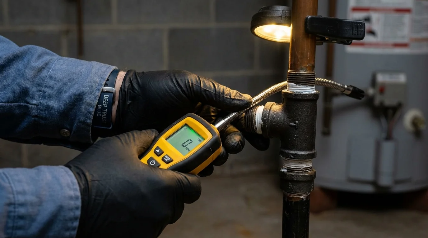 Gas leak detection with electronic sniffer by Johns Plumbing LLC in Mount Union