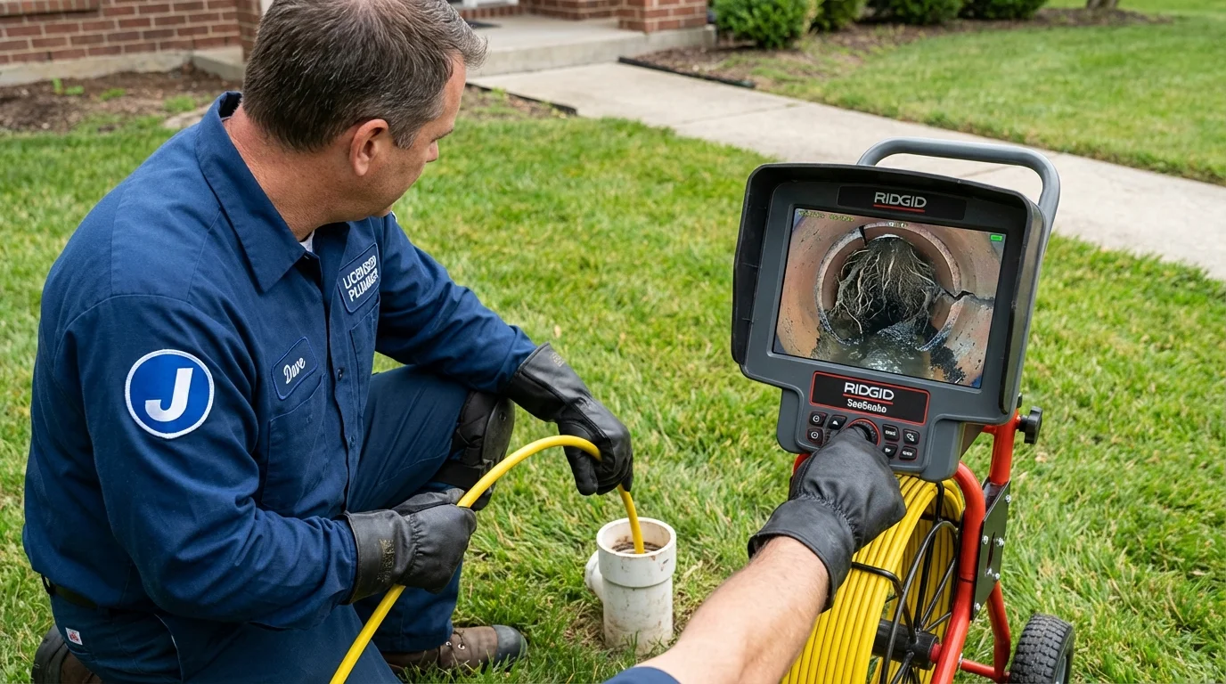 Sewer camera inspection being performed by Johns Plumbing LLC in Mount Union
